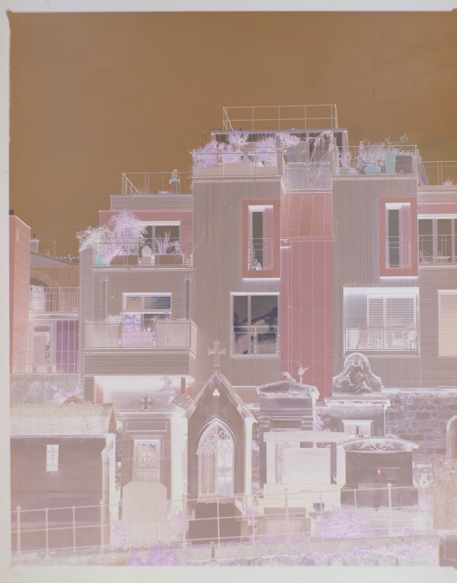 An untreated digitisation of a colour negative photograph of Cimetiére Montmartre