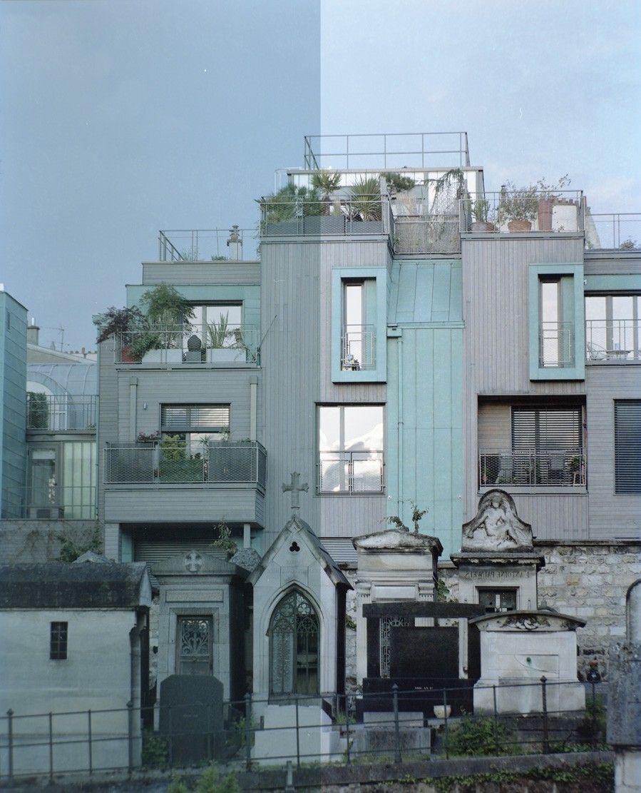 A positive image derived from the colour negative photograph of Cimetiére Montmartre