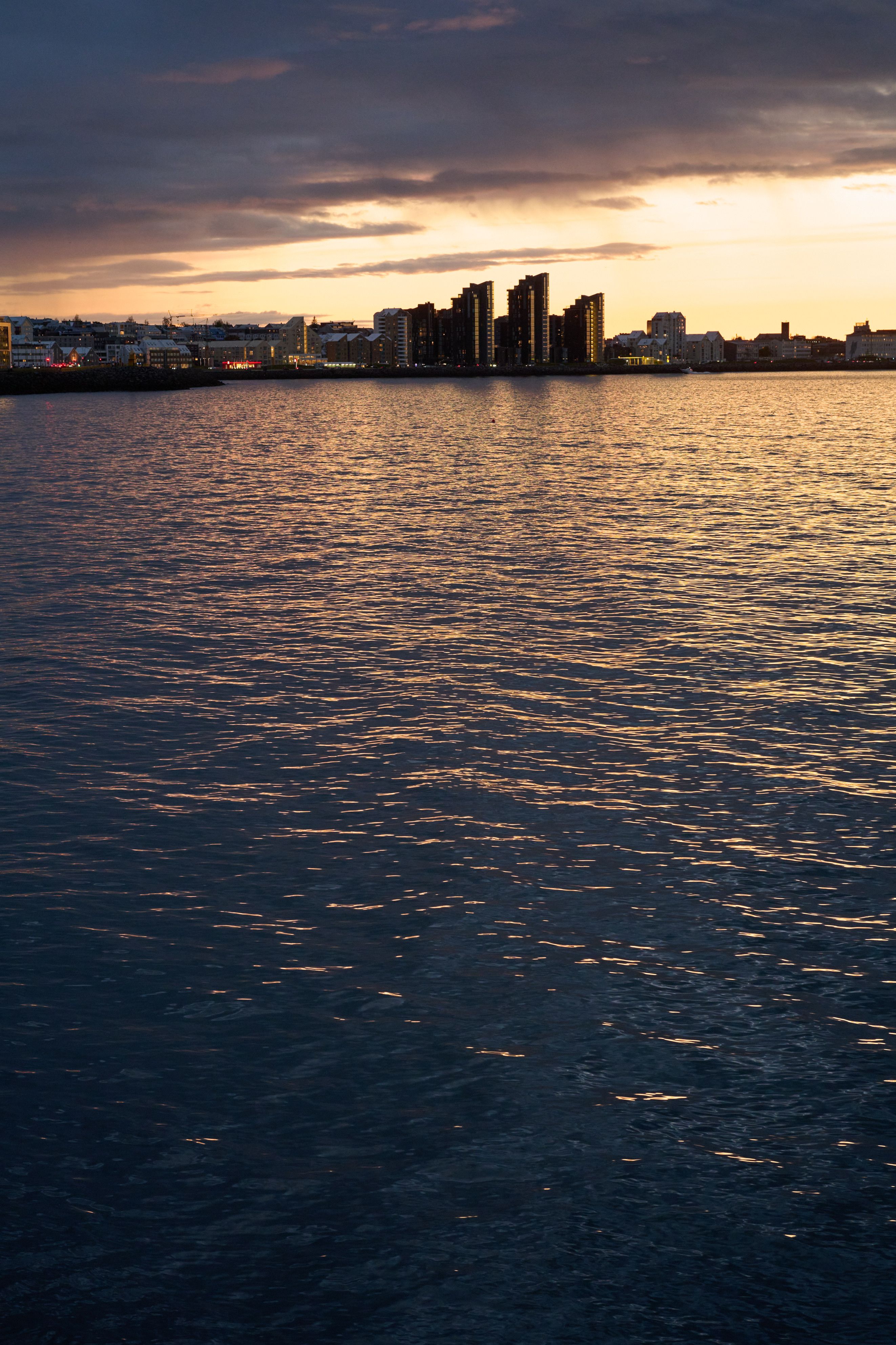 The sunset over Reykjavik's skyline